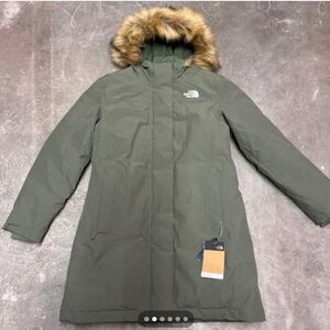 The North Face Green Parka with Faux Fur Hood